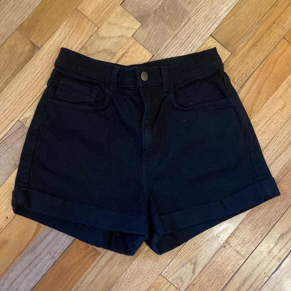 American Apparel Solid Black High Waist Shorts